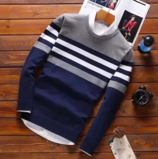 Attractive Grey & Navy Blue  Cotton Full Sleeve T-Shirt For Men in BD