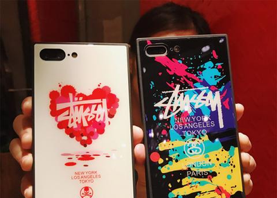 Celebrity style looks snazzy app STUSSY photo X Case fashion brand iphone8/7plus mobile cover men and women Street and York 6s on the gloss surface of the glass square type iPhoneX/8plus/7/When when 6splus this