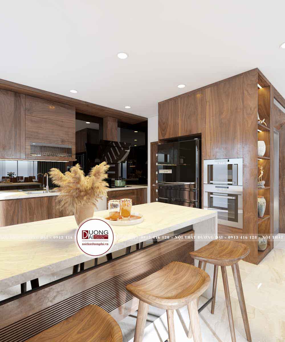 Tất cả các mẫu tủ bếp gỗ óc chó hiện đại đẹp Nhất Năm 2020