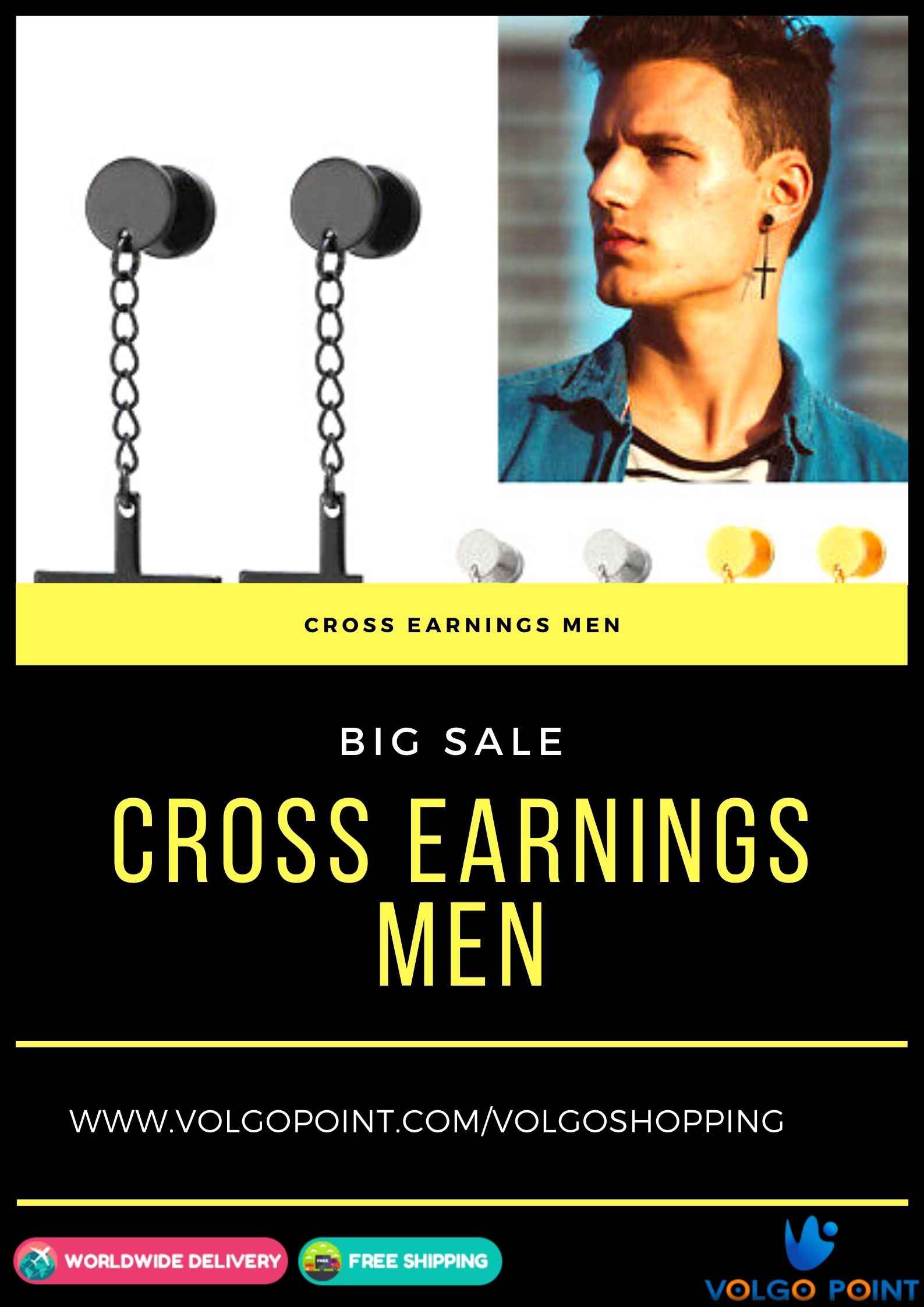 Cross earrings men to give your personality a style