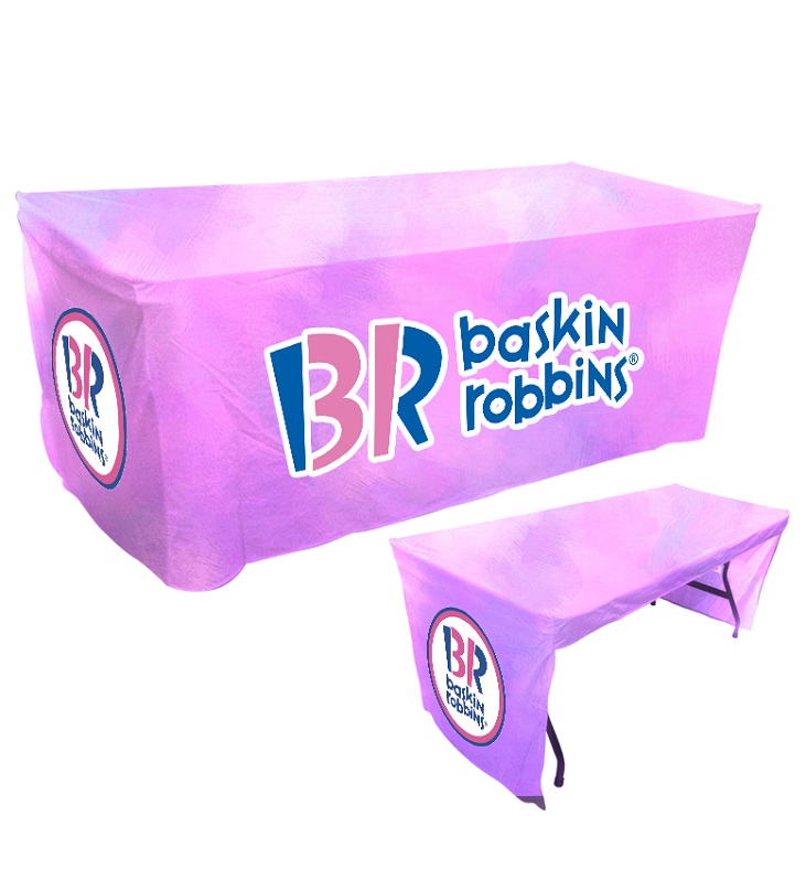 Custom trade show table covers and table throws for table Tops