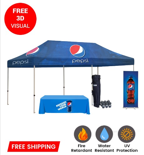 Get Heavy Duty 10x20 Custom Canopy Tents with Full Printed Graphics