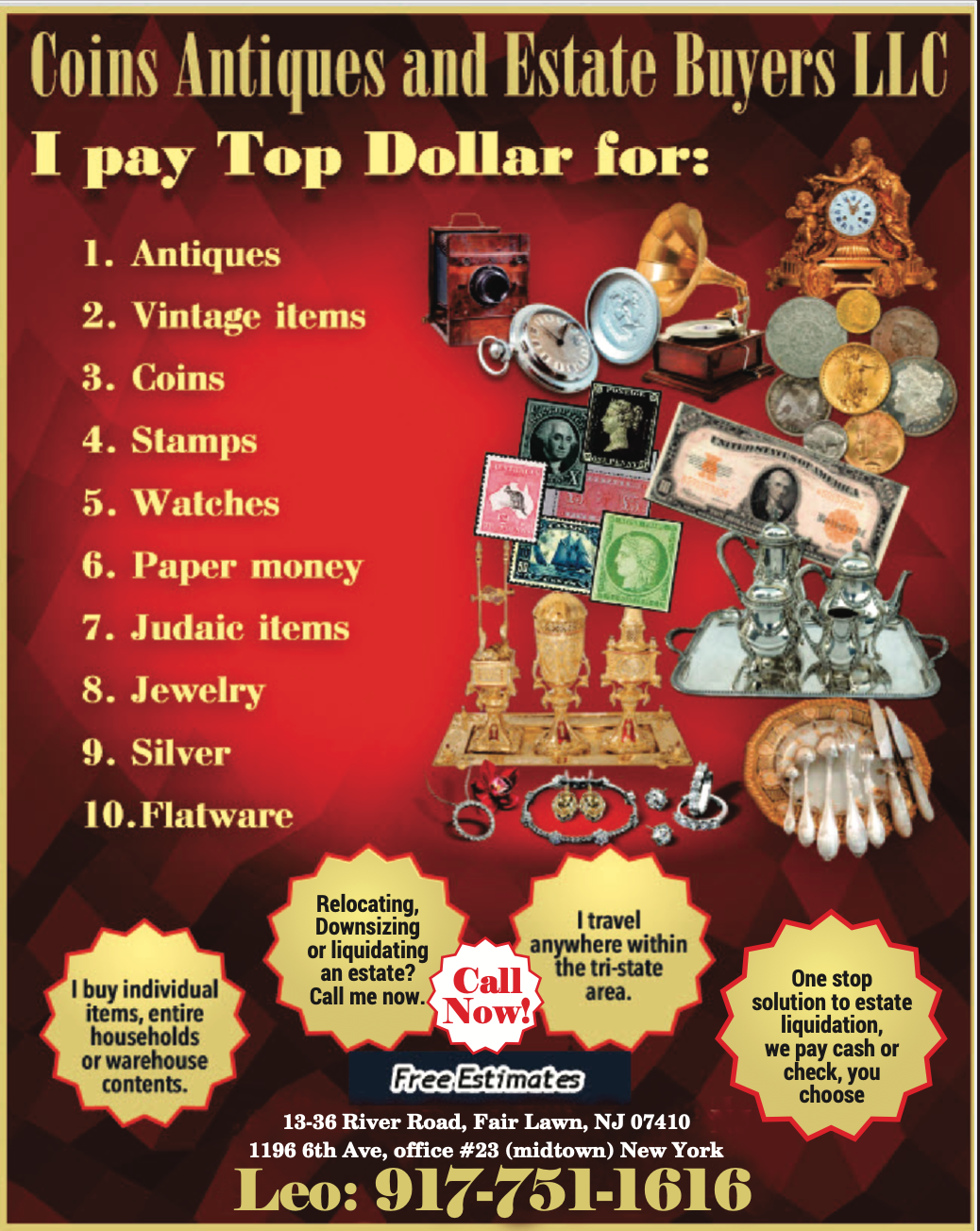 Coins Antiques Estate Buyers - Specializes in antiques Coin New Jersey