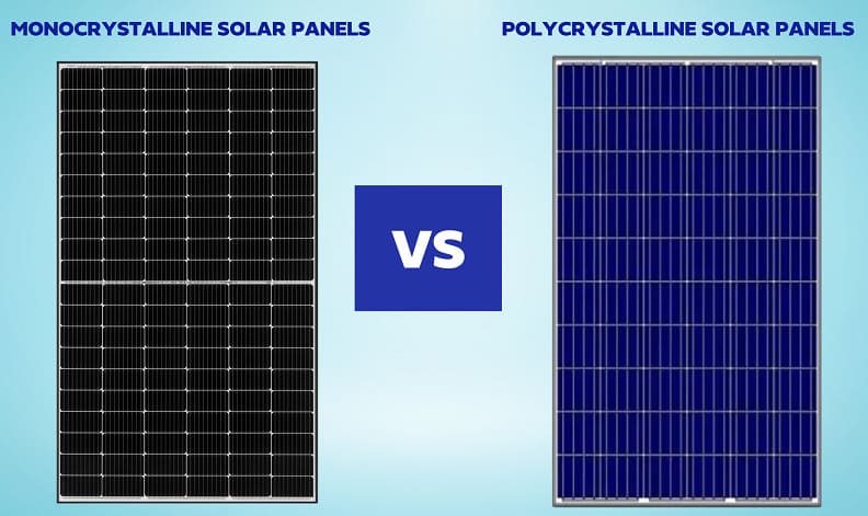 How do polycrystalline solar panels differ from monocrystalline panels in terms of efficiency and cost?