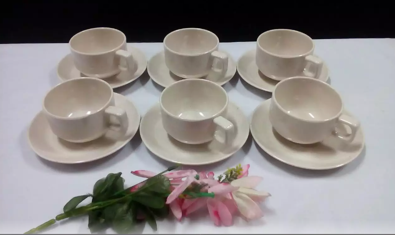6 Set Melamine Cup with Bottom Plate for Family Tea break