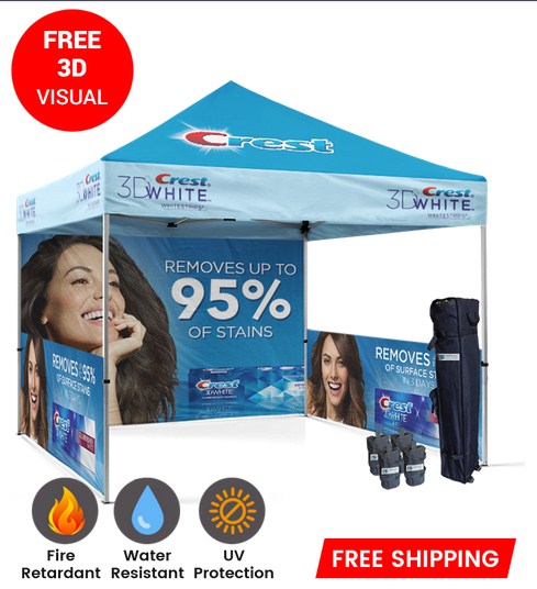 Get 10x10 Custom Canopy Tent with Full Printed Roofs & Sidewalls 