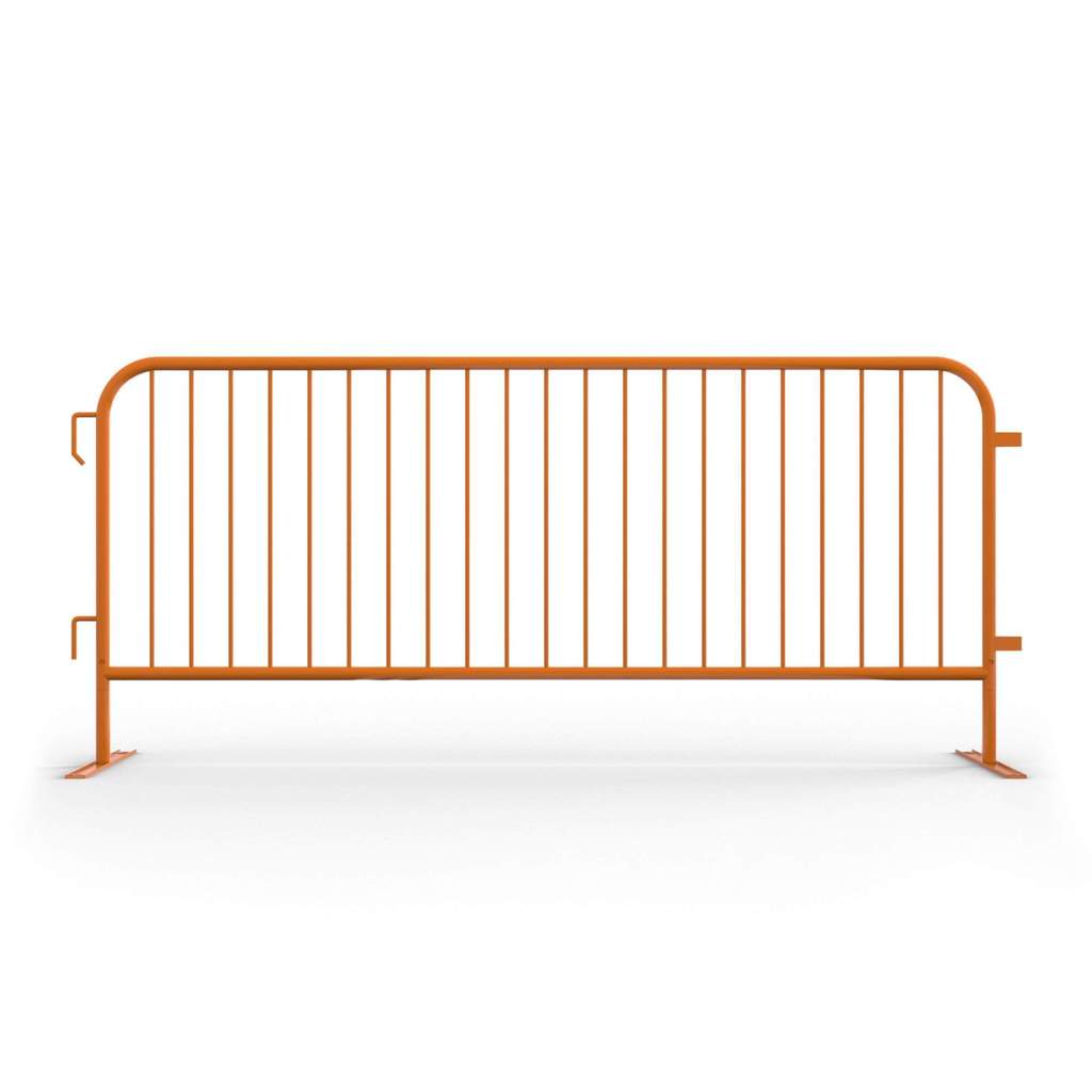 Heavy Duty Interlocking Orange Steel Barricades | Crowd Control Warehouse