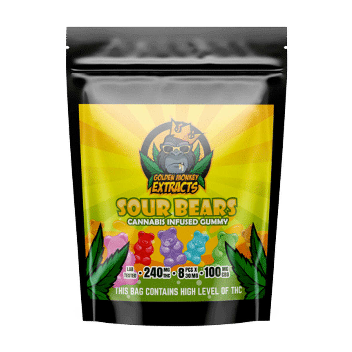 Golden Monkey Extracts – Sour Bears Gummy 240mg THC : 100mg CBD
