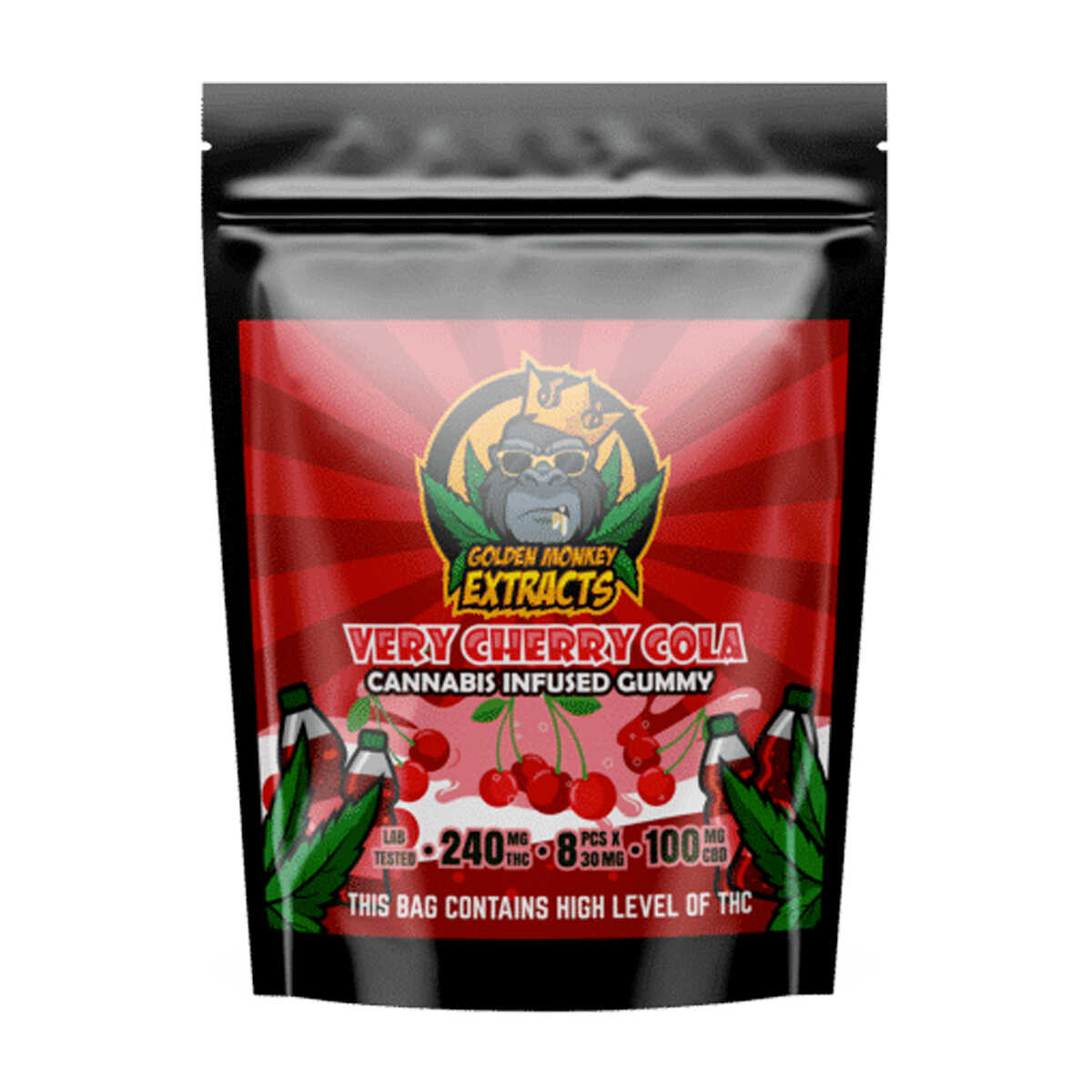 Golden Monkey Extracts – Very Cherry Colas Gummy 240mg THC : 100mg CBD