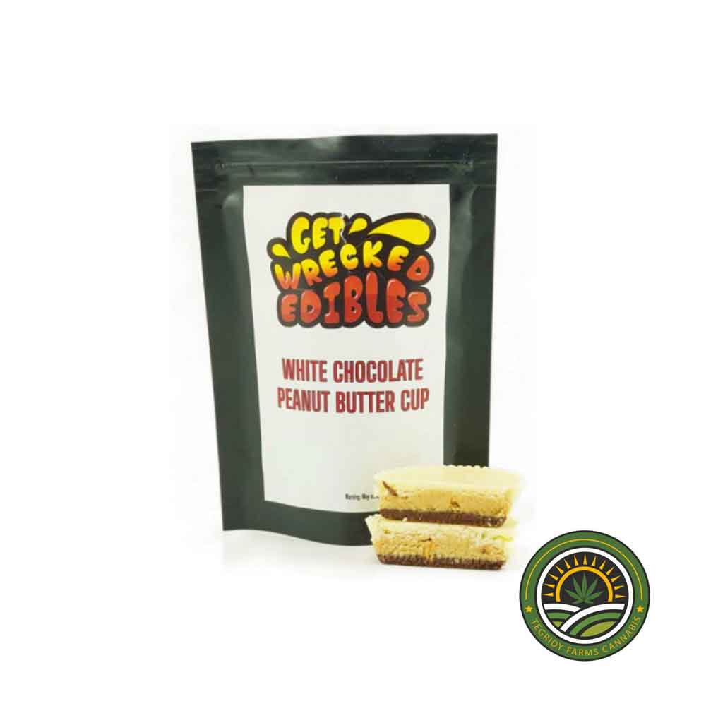 GET WRECKED EDIBLES – WHITE CHOCOLATE PEANUT BUTTER CUPS – 50MG – 300MG VARIOUS