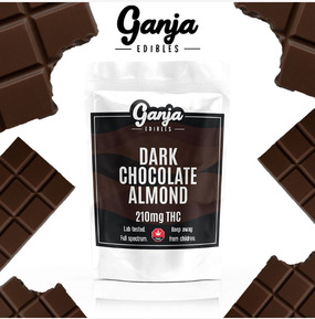Ganja Edibles – Dark Chocolate Almond Bar 210mg