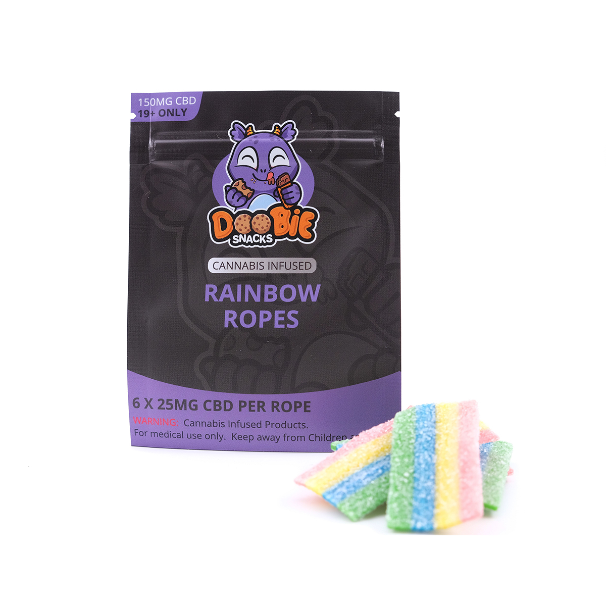 CBD SOUR RAINBOW 150MG CBD ROPES BY DOOBIE SNACKS