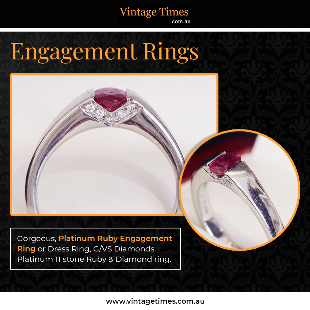 Unique collections platinum ruby engagement rings in Sydney-Vintage Times