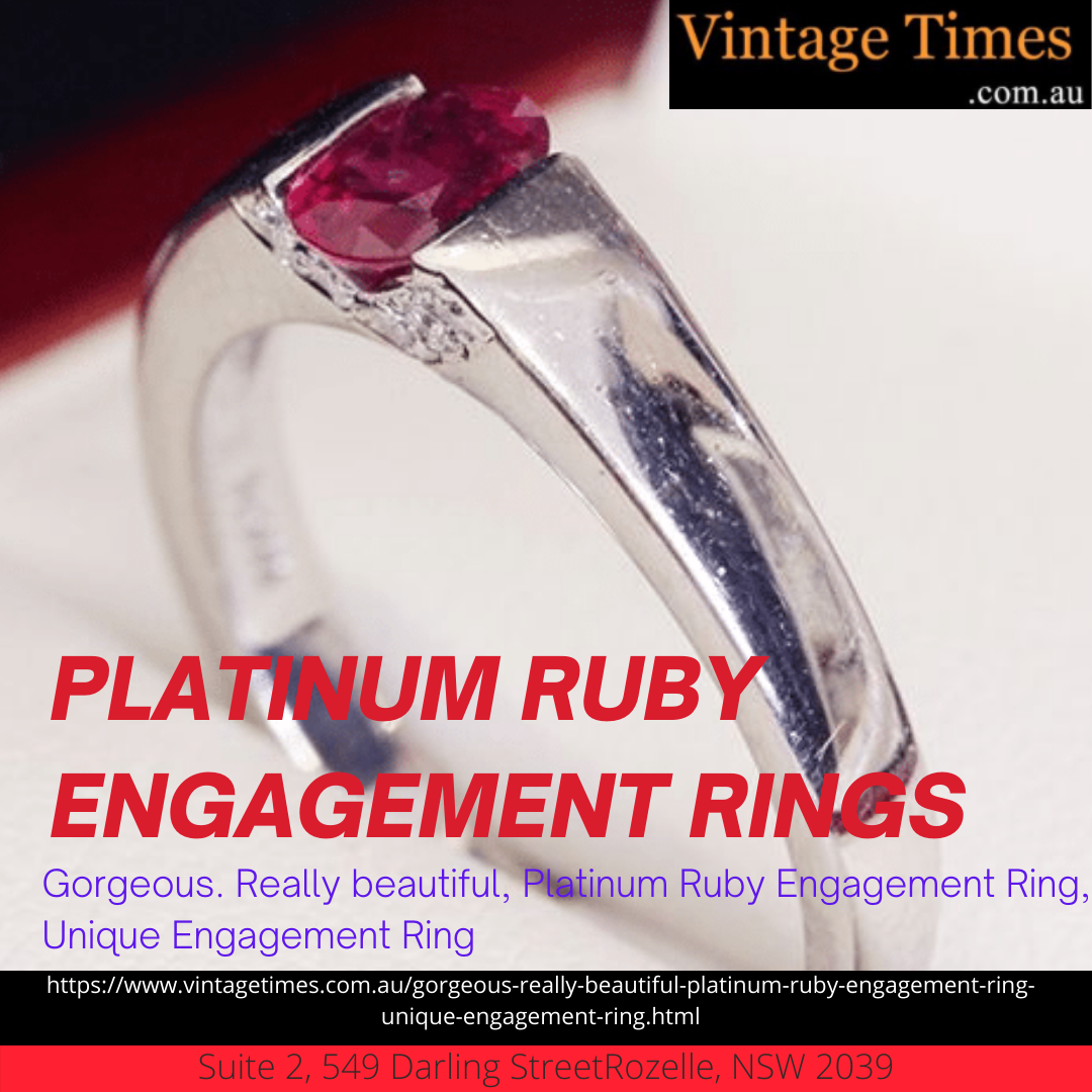 Beautifully Designed Platinum ruby engagement rings at Vintage Times