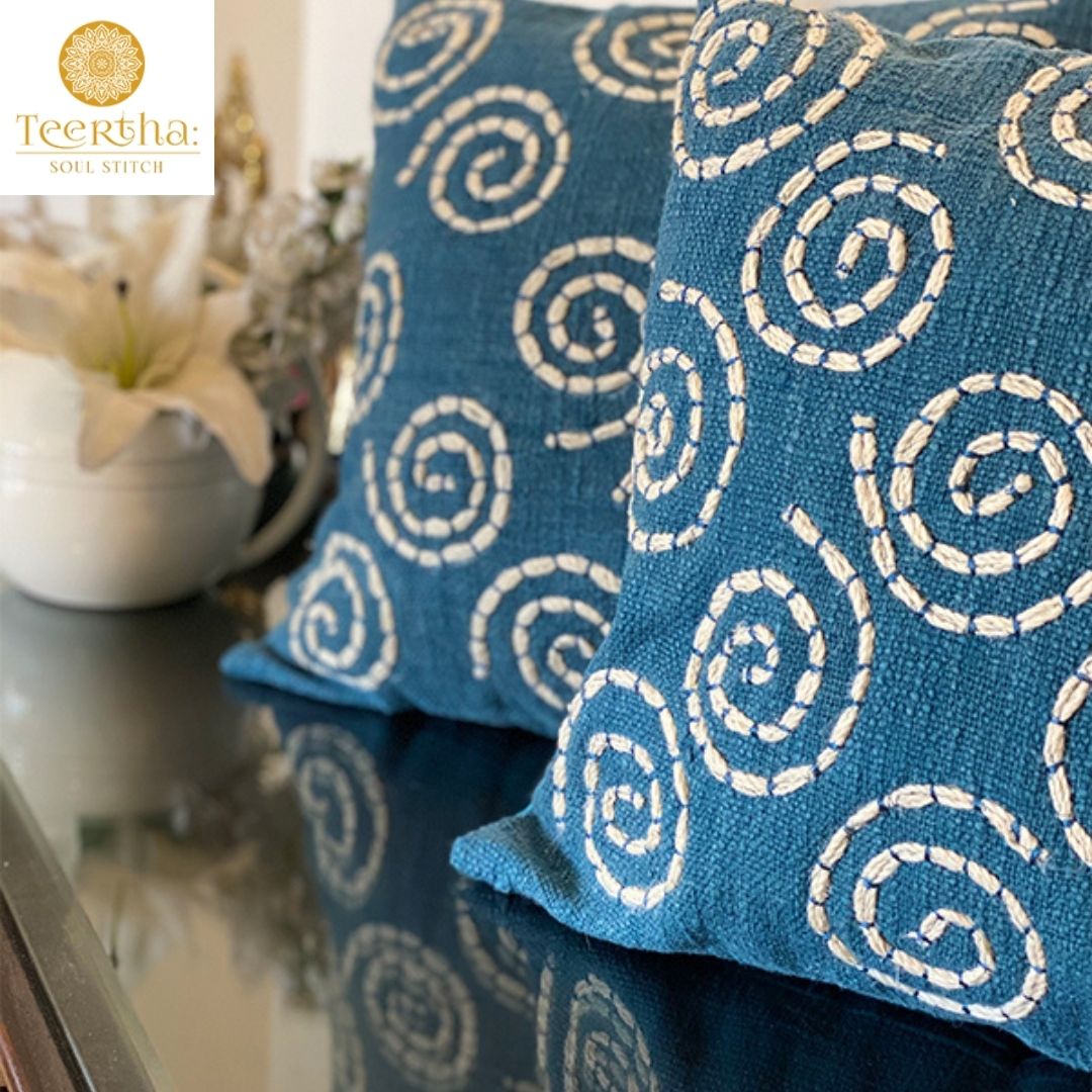 Buy Cotton Jute Cushion Cover Online – Teertha