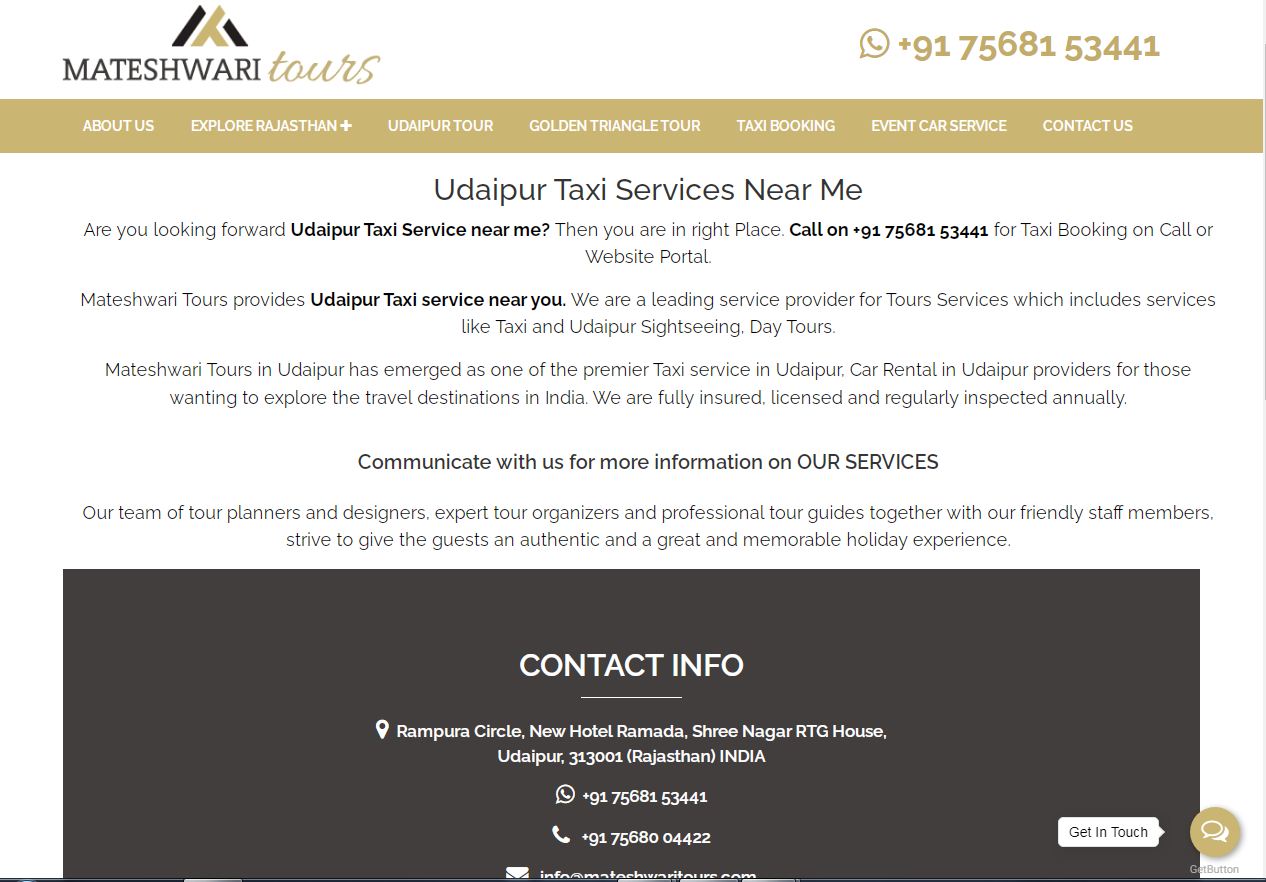 Udaipur Taxi Services Near Me