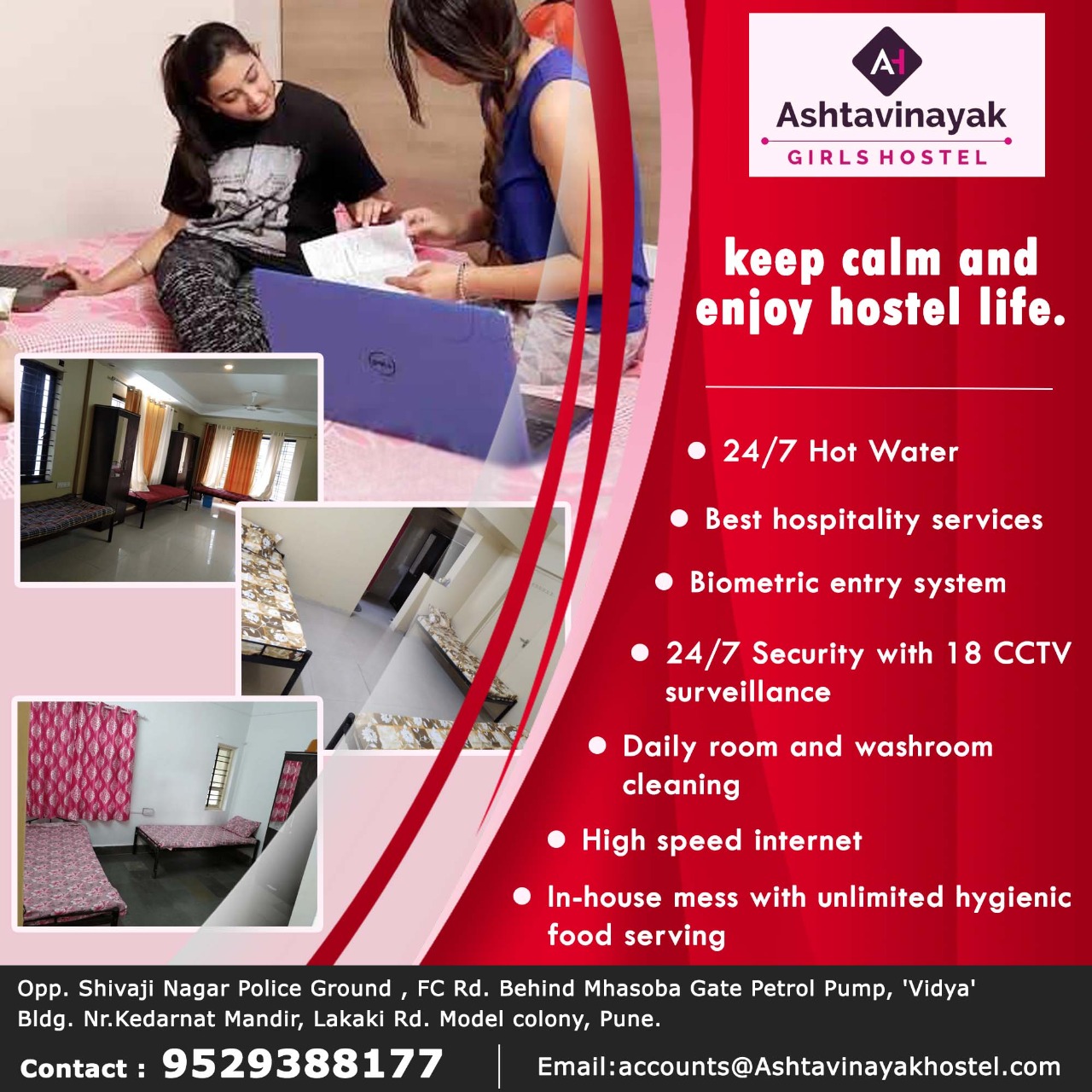 Ashtvinayak hostel for girls It's safe and clean. Visit us today.