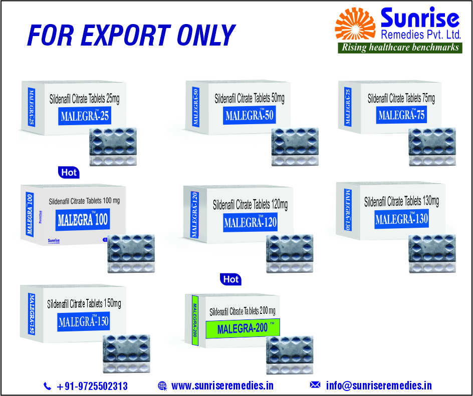 Malegra contains Sildenafil citrate Products