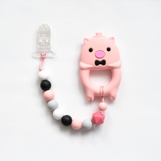 Mr Pig Teething Clip - Baby Boos Teethers 2021