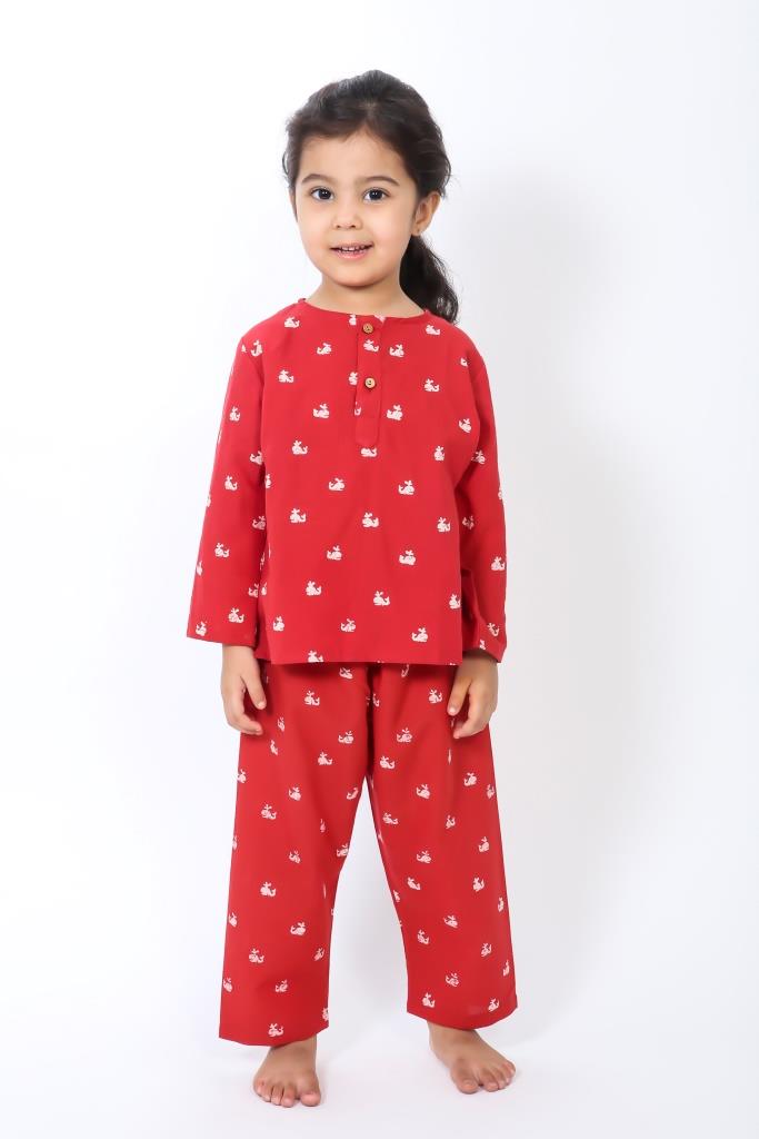 Red Whale Night Suit Unisex - Jaipur