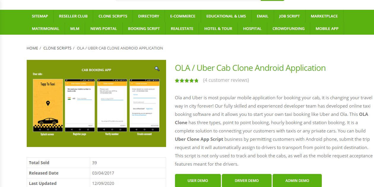 Most on demand Readymade Uber Cab Clone Android Application developer in the market