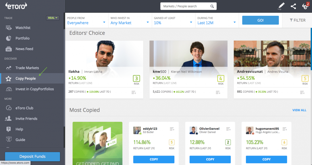 What are the benefits of copy trading with eToro?