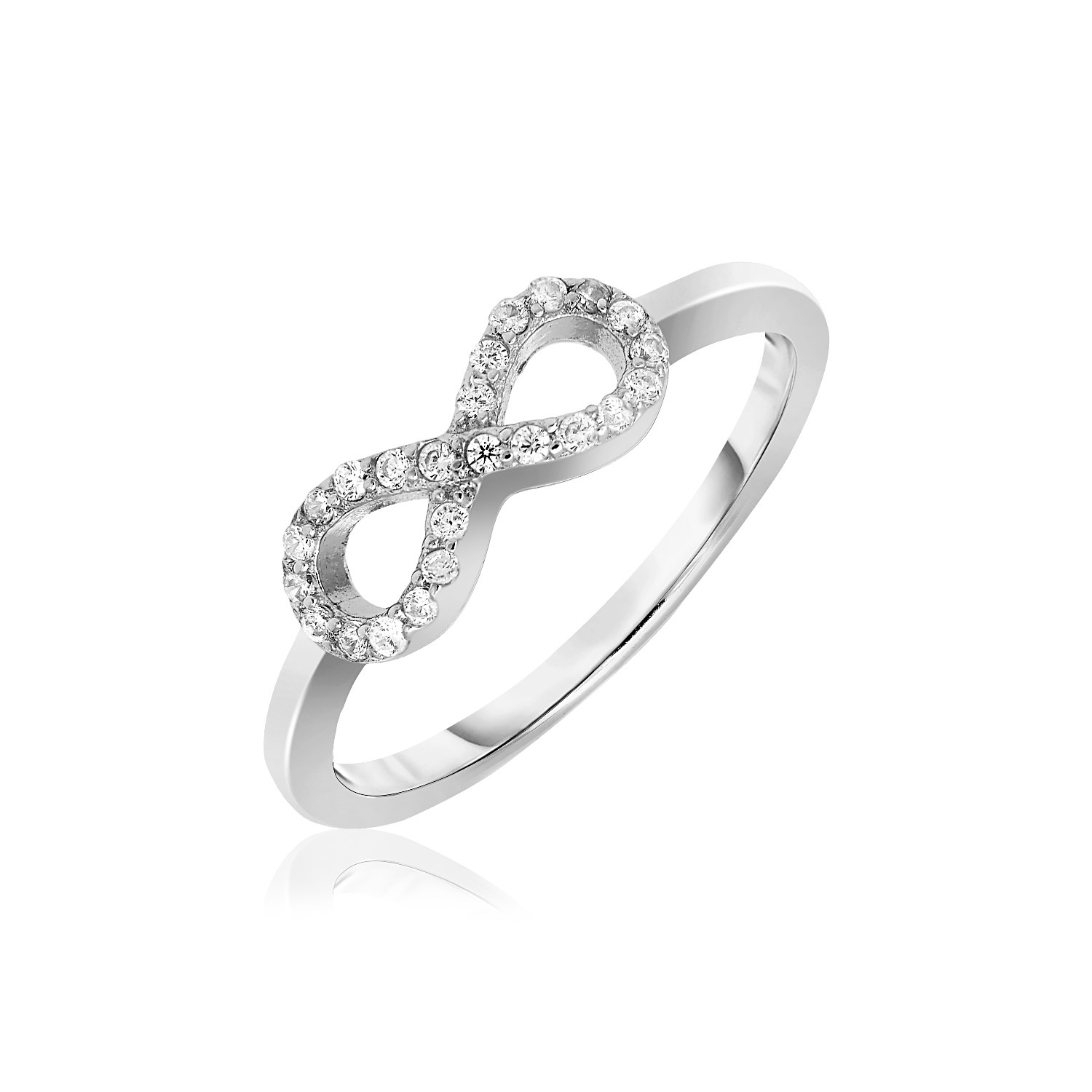 Buy Sterling Silver Infinity Symbol Ring with Cubic Zirconias Charlotte