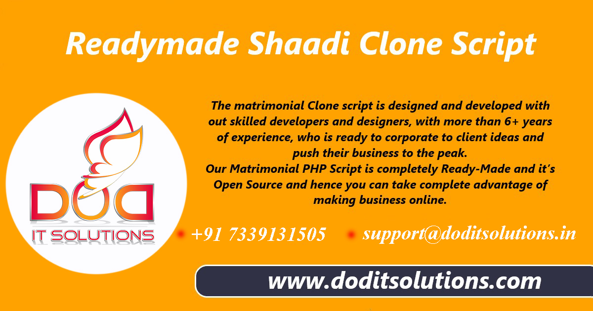 Readymade Best Shaadi Clone Script - DOD IT SOLUTIONS