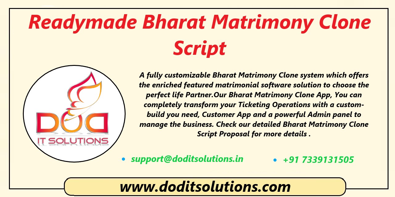 Readymade Best Bharat Matrimony Clone Script - DOD IT SOLUTIONS
