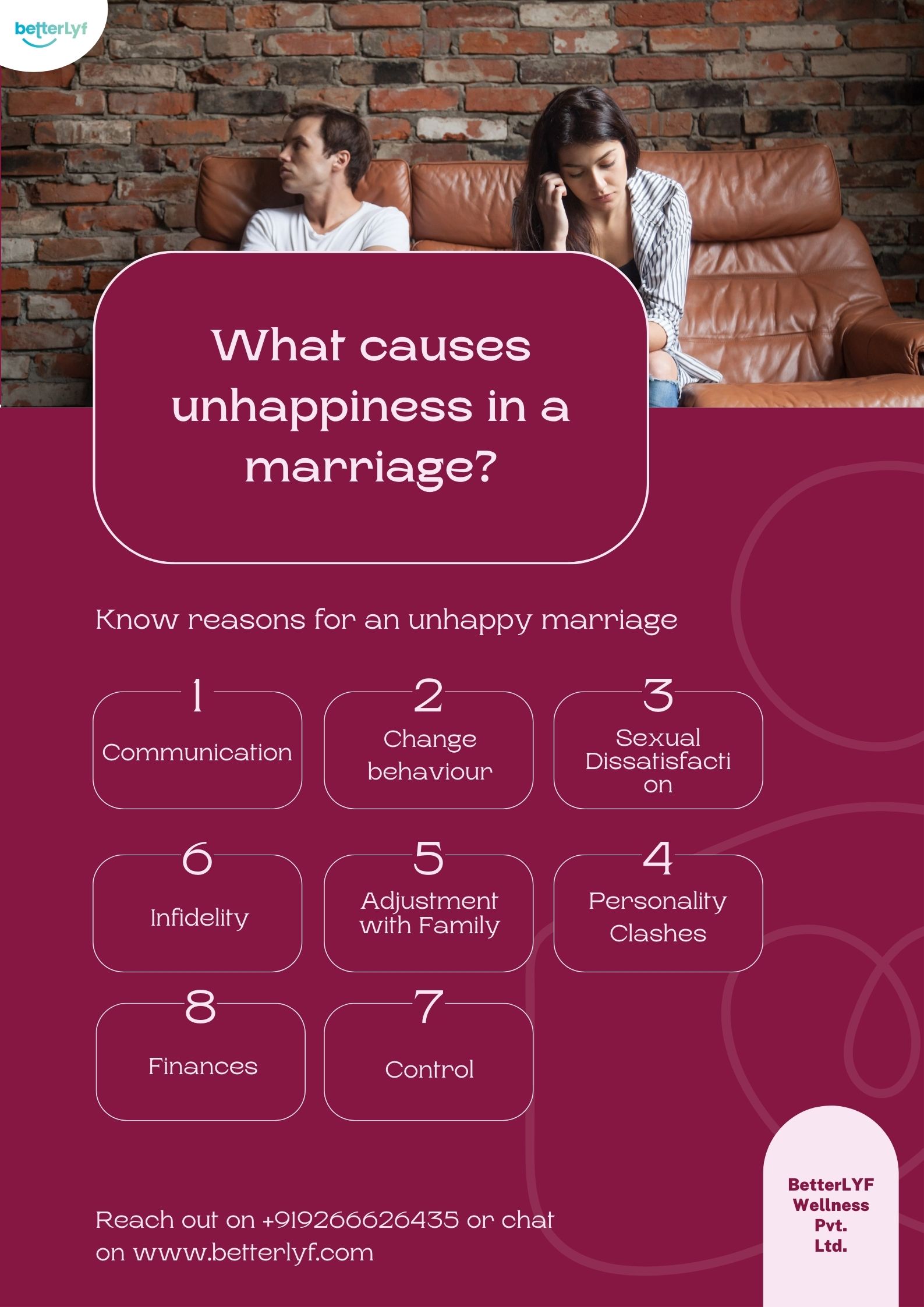 What causes unhappiness in a marriage?