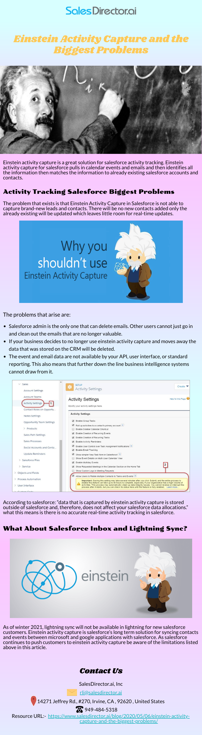 The Problems with Einstein Activity Capture for Salesforce | Salesdirector.ai, Inc