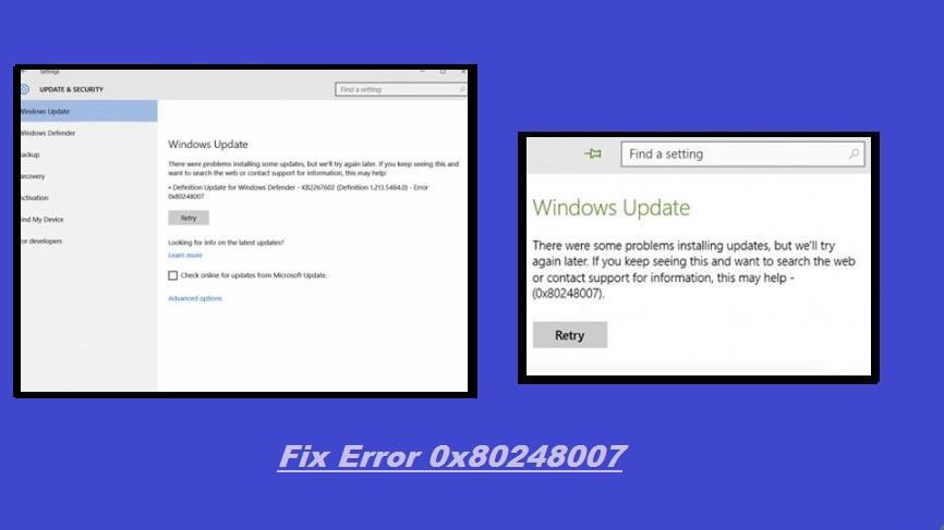 How to Fix Windows Update error 0x80248007