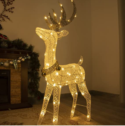 PEIDUO Christmas Lighted Reindeer with 70 Warm White Light