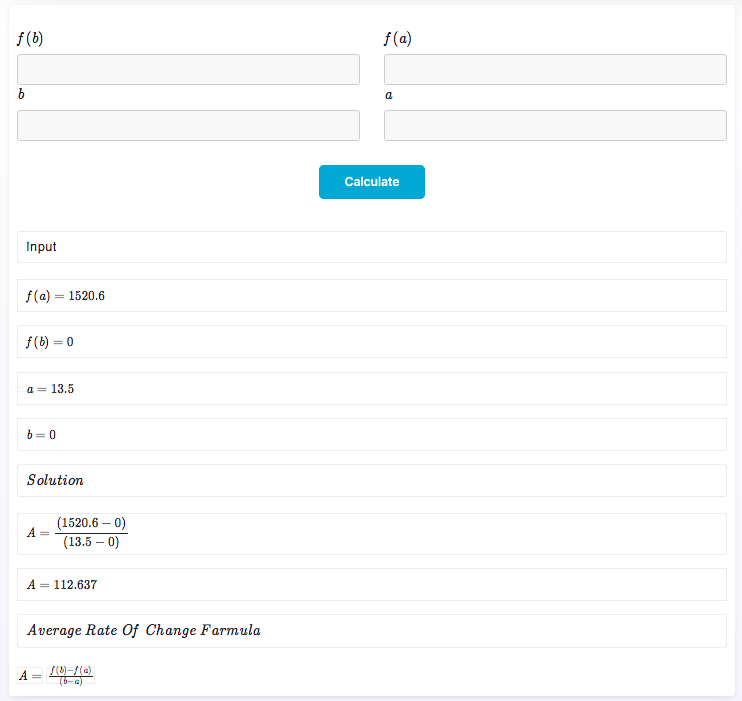 Average Rate Of Change Calculator
