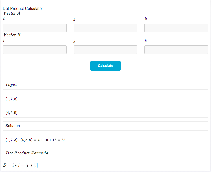 Dot Product Calculator - Taskvio