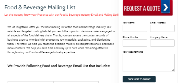 Food and Beverage Industry Mailing List