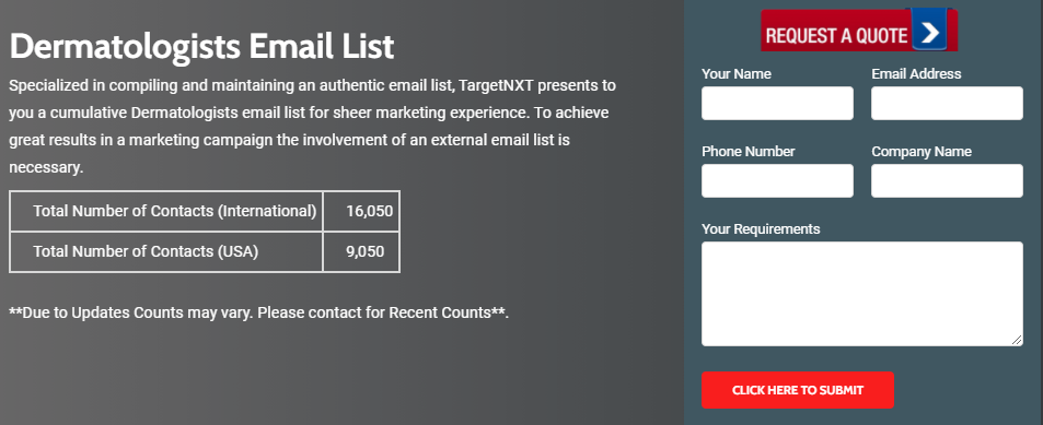 Dermatologist email list