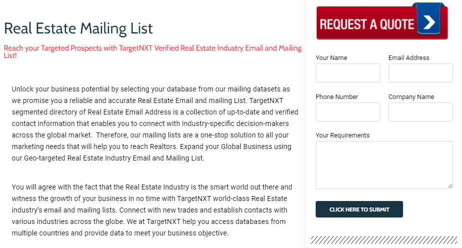 Real estate industry Email List
