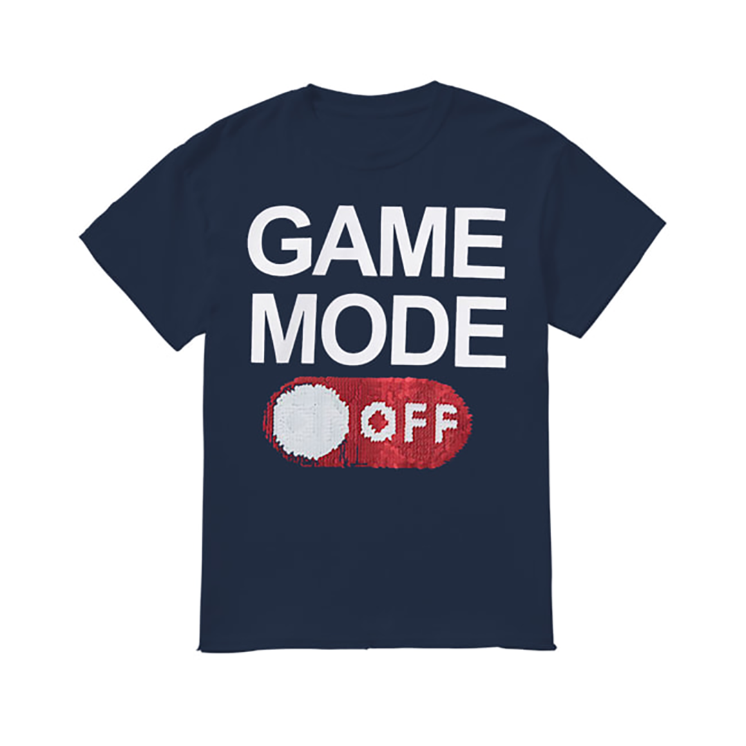 Party mode on off sequin shirt