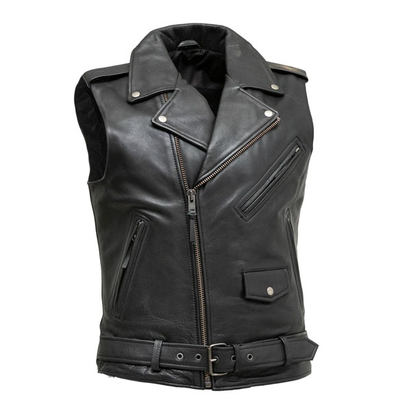 Fine Men Motorcycle Leather Vest Clothing