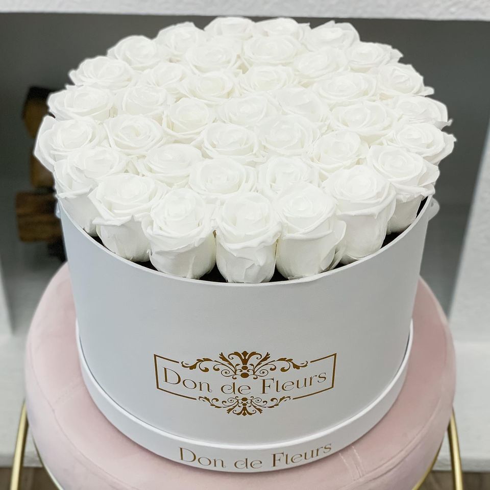 Fresh Roses in A Box Arrangement