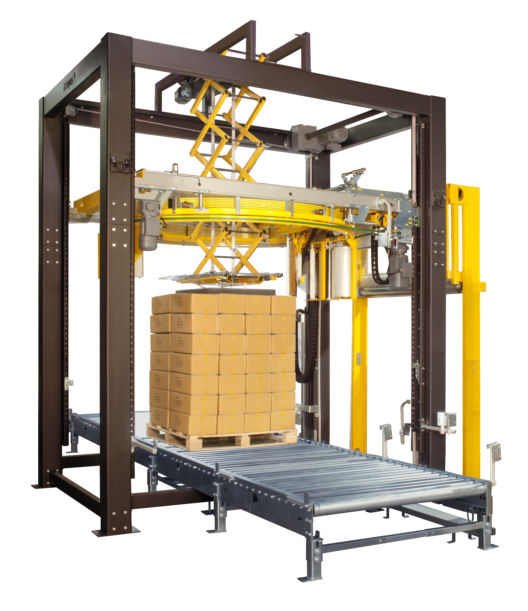 High speed orbital ring pallet wrapper machine