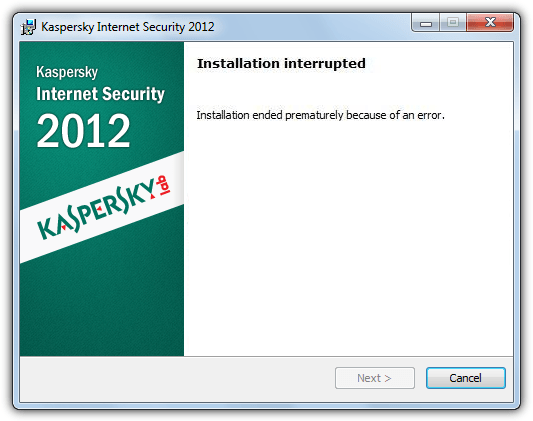 Kaspersky fatal error during installation