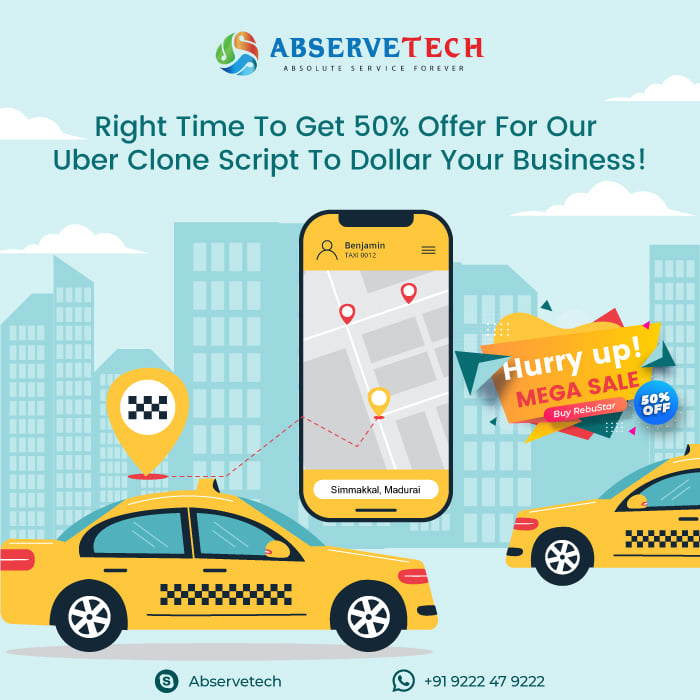 Right time to get 50% offer for our Uber clone script to dollar your business!