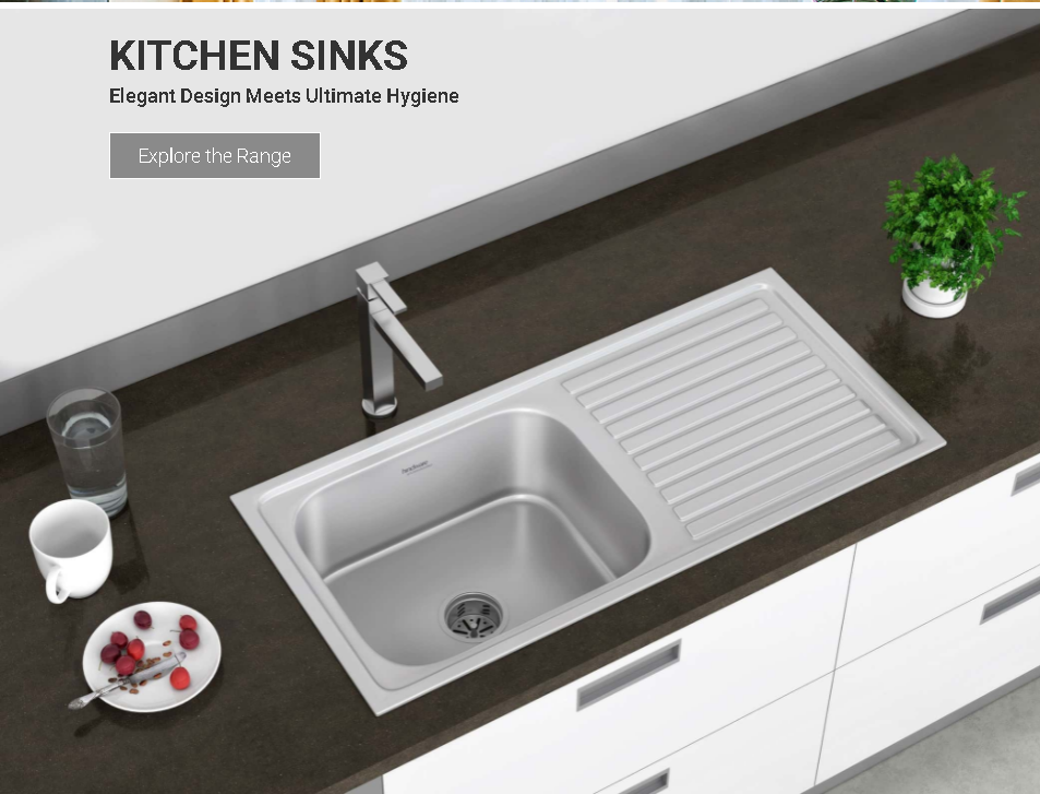 Check Stainless Steel Sink Price & Design by Hindware Kitchen Ensemble