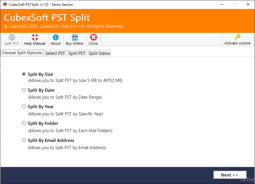 PST Split Tool - Break Oversized Outlook PST Files to Smaller Parts