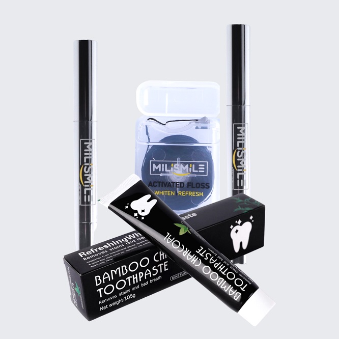 The extras – MILISMILE - Toothpaste - Floss - Whitening Gel