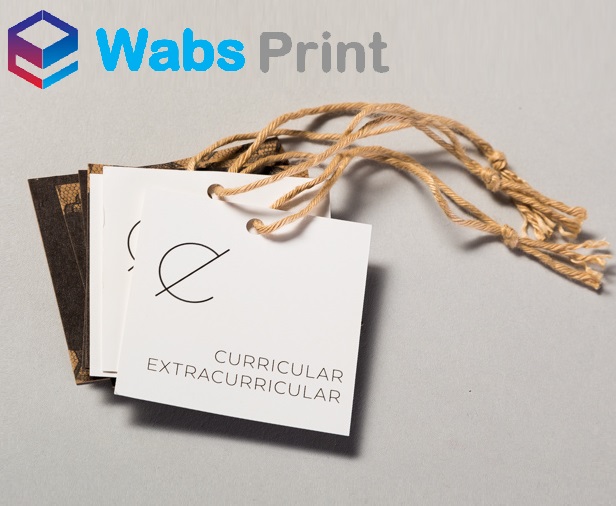 Clothing hang tags Printed by Wabs print in the UK