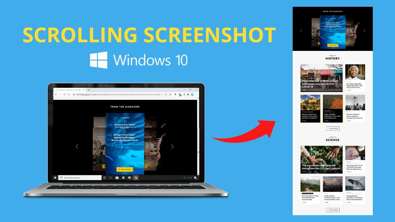 How do I take a screenshot of a scrolling window?