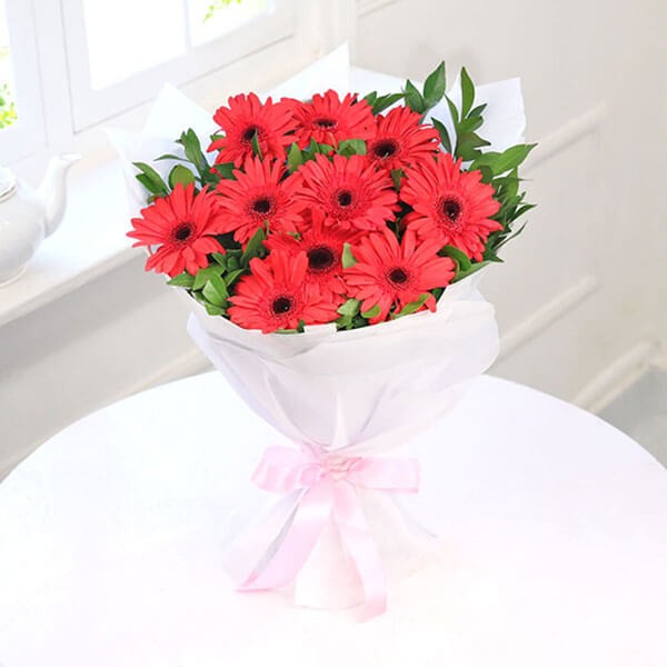Online in  Delightful 10 Red Gerbera Daisy Bouquet